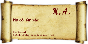 Makó Árpád névjegykártya